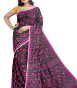 Black woven cotton silk saree 