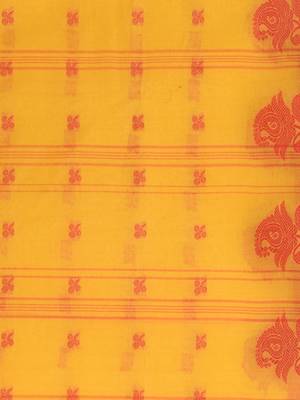 Yellow Woven Cotton Saree Without Blouse 5