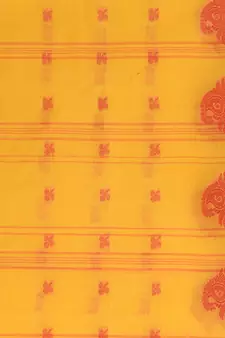 Yellow Woven Cotton Saree Without Blouse