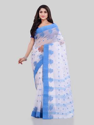 Blue woven cotton saree  1