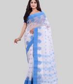 Blue woven cotton saree 