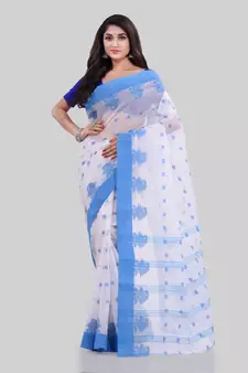 Blue woven cotton saree 