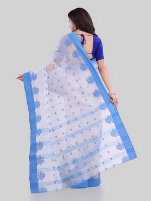 Blue woven cotton saree  3
