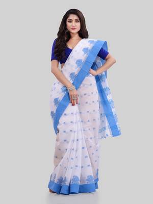 Blue woven cotton saree  4
