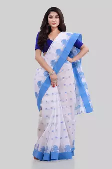 Blue woven cotton saree 