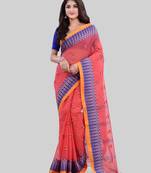 Red Woven Cotton Saree Without Blouse