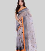 Grey Woven Cotton Saree Without Blouse