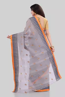 Grey Woven Cotton Saree Without Blouse