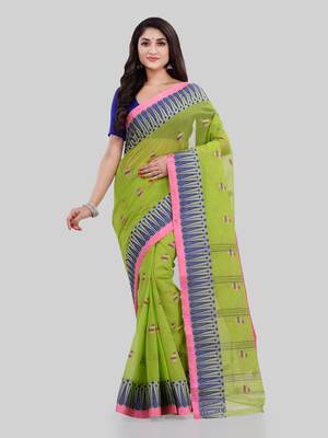 Green woven cotton saree  1
