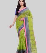 Green woven cotton saree 