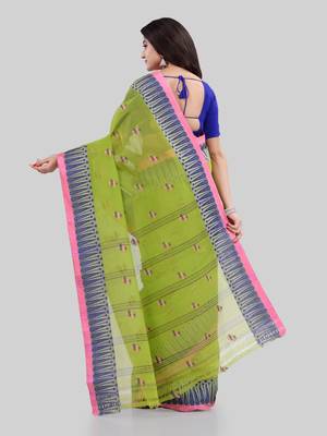 Green woven cotton saree  3