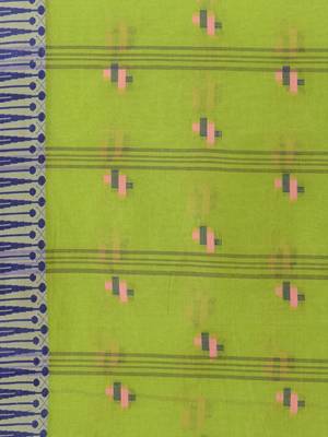 Green woven cotton saree  5