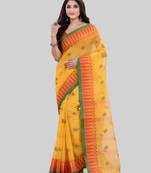 Yellow Woven Cotton Saree Without Blouse