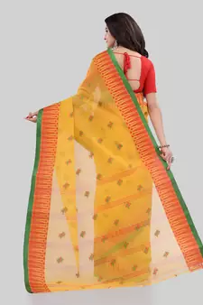 Yellow Woven Cotton Saree Without Blouse