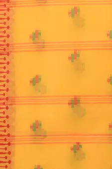 Yellow Woven Cotton Saree Without Blouse