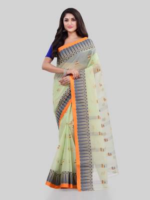 Light green woven cotton saree  1