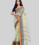 Light green woven cotton saree 