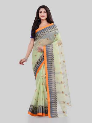 Light green woven cotton saree  2