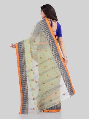 Light green woven cotton saree  3