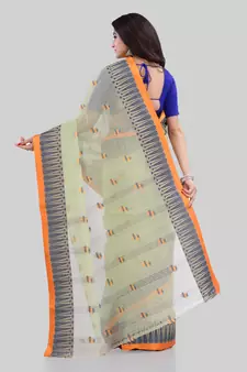 Light green woven cotton saree 