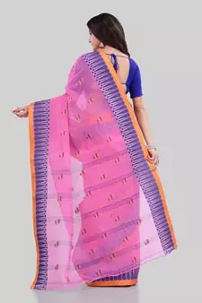 Pink Woven Cotton Saree Without Blouse