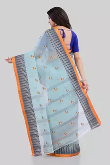 Light blue woven cotton saree 