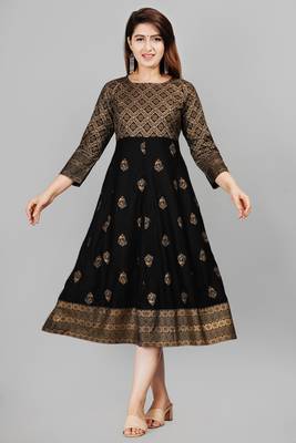 Black Gold printed rayon ethnic-kurtis 3
