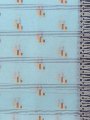 Light blue woven cotton saree  5
