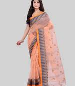 Orange woven cotton saree 