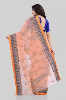 Orange woven cotton saree 