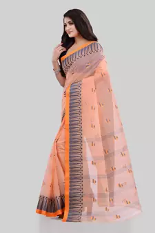 Orange woven cotton saree 