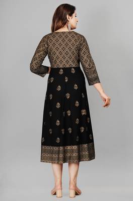 Black Gold printed rayon ethnic-kurtis 4