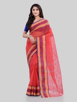 Red woven cotton saree  1