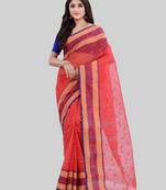 Red woven cotton saree 