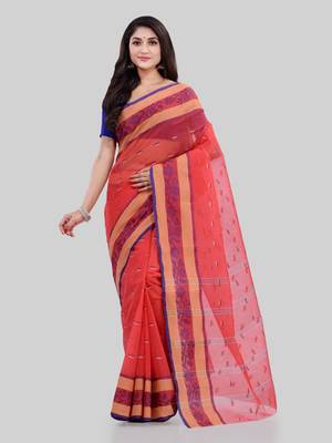Red woven cotton saree  2