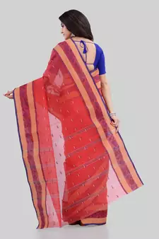 Red woven cotton saree 