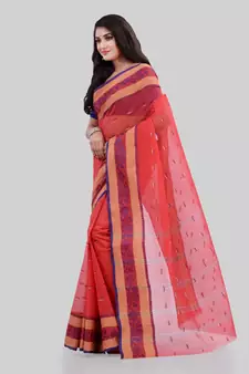 Red woven cotton saree 