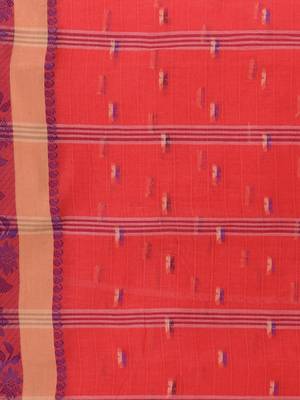 Red woven cotton saree  5