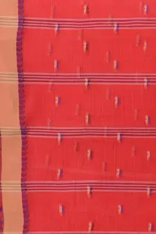 Red woven cotton saree 
