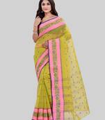 Light green woven cotton saree 