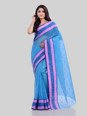 Blue woven cotton saree  1