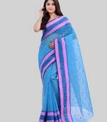 Blue woven cotton saree 