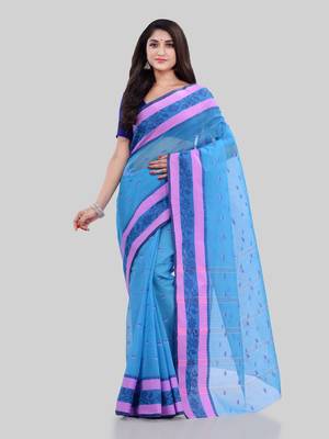 Blue woven cotton saree  2