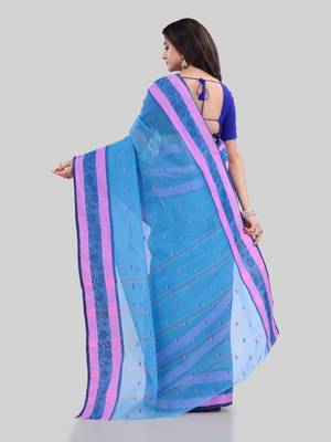 Blue woven cotton saree  3