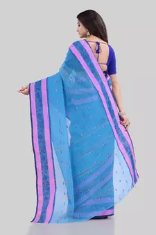 Blue woven cotton saree 