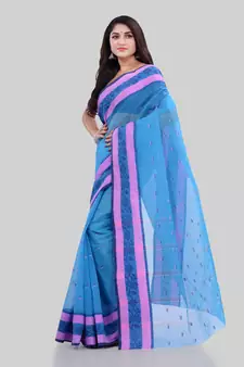 Blue woven cotton saree 
