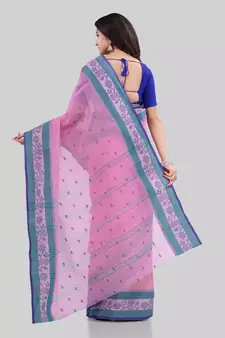 Pink Woven Cotton Saree Without Blouse