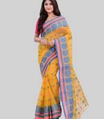 Yellow woven cotton saree 