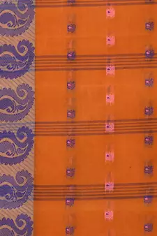 Orange Woven Cotton Saree Without Blouse