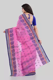 Pink Woven Cotton Saree Without Blouse